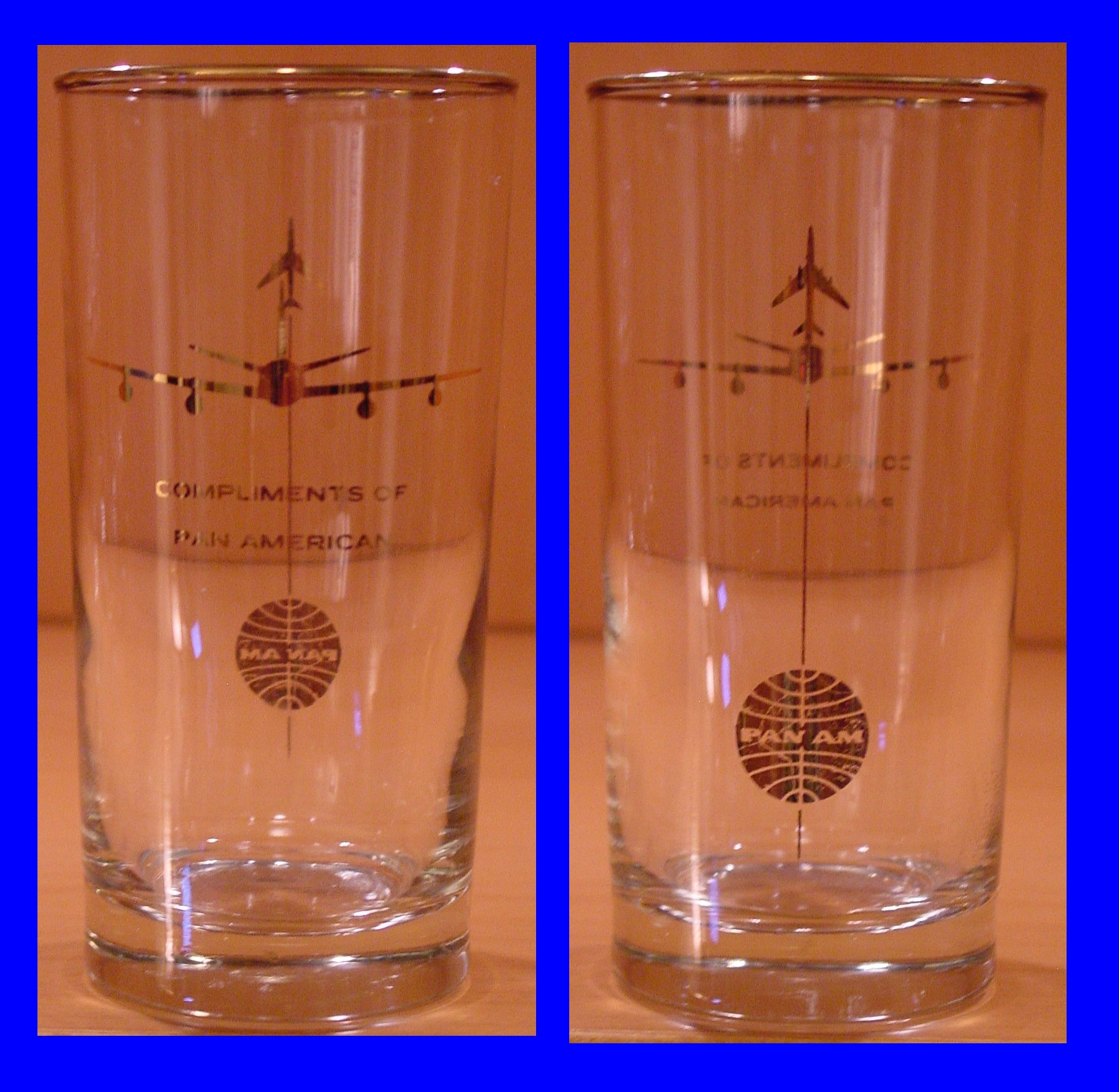 1958 October, Boeing 707 Jet Inaugural high ball glass
